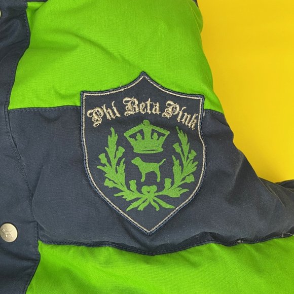 Victoria's Secret Pink Reversible Down Puffer Vest, Size XS, Blue and Green - Picture 2 of 12